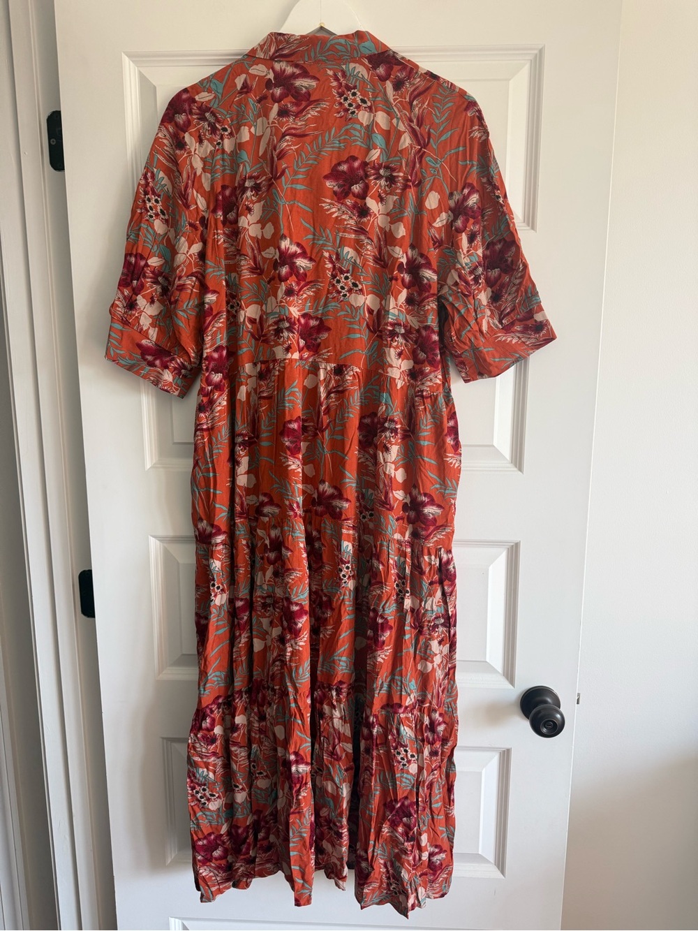 Natural Life Rebecca Midi Dress Orange Tropical Floral NWT L - Picture 13 of 14